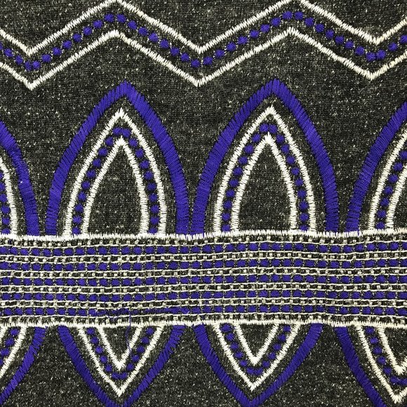 Hazel Womens Charcoal Embroidered Beaded Pullover Crew Long Sleeve Top Size M - Picture 2 of 7